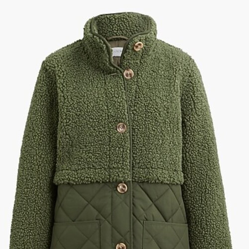 J. Crew Mixed-Media Sherpa Coat
